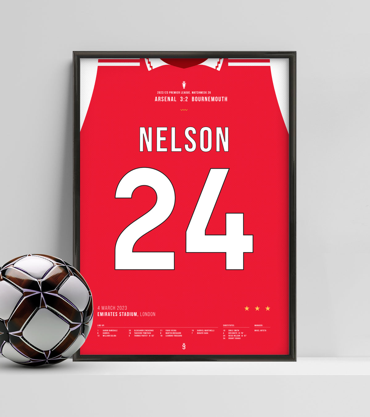 Reiss Nelson’s 97th-minute winner against Bournemouth (Jersey ver.)
