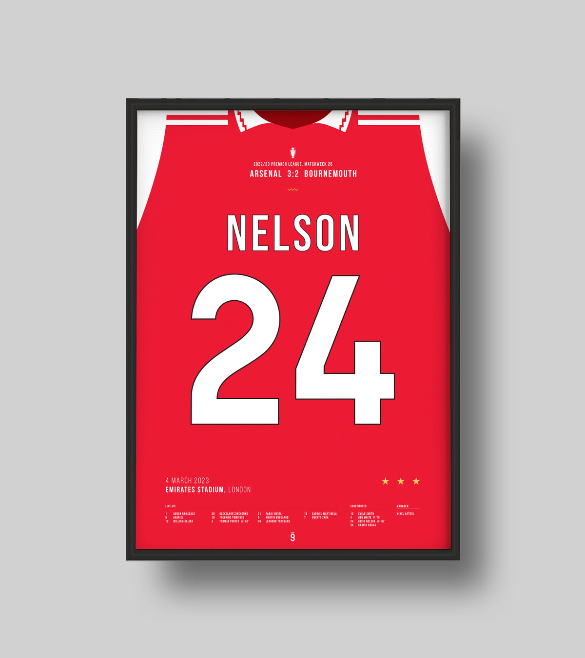 Reiss Nelson’s 97th-minute winner against Bournemouth (Jersey ver.)