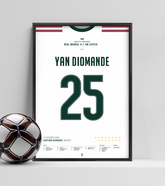 Yan Diomande's wonder goal vs Leipzig (Jersey ver.)